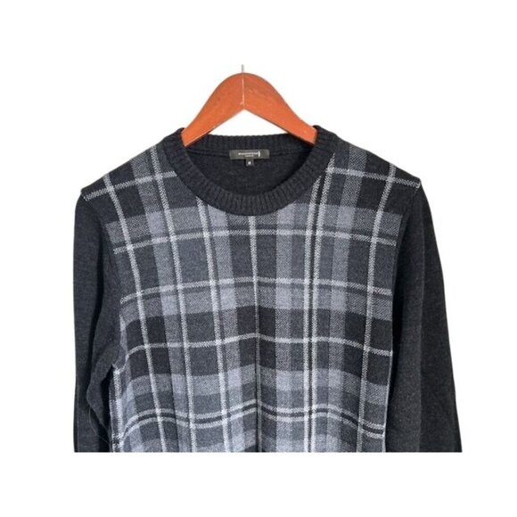 Mens Mackintosh London Black & Gray Plaid Wool Sweater Size M - Picture 2 of 9